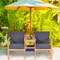 Costway 3 in 1 Patio Table Chairs Set Solid Wood Garden Furniture